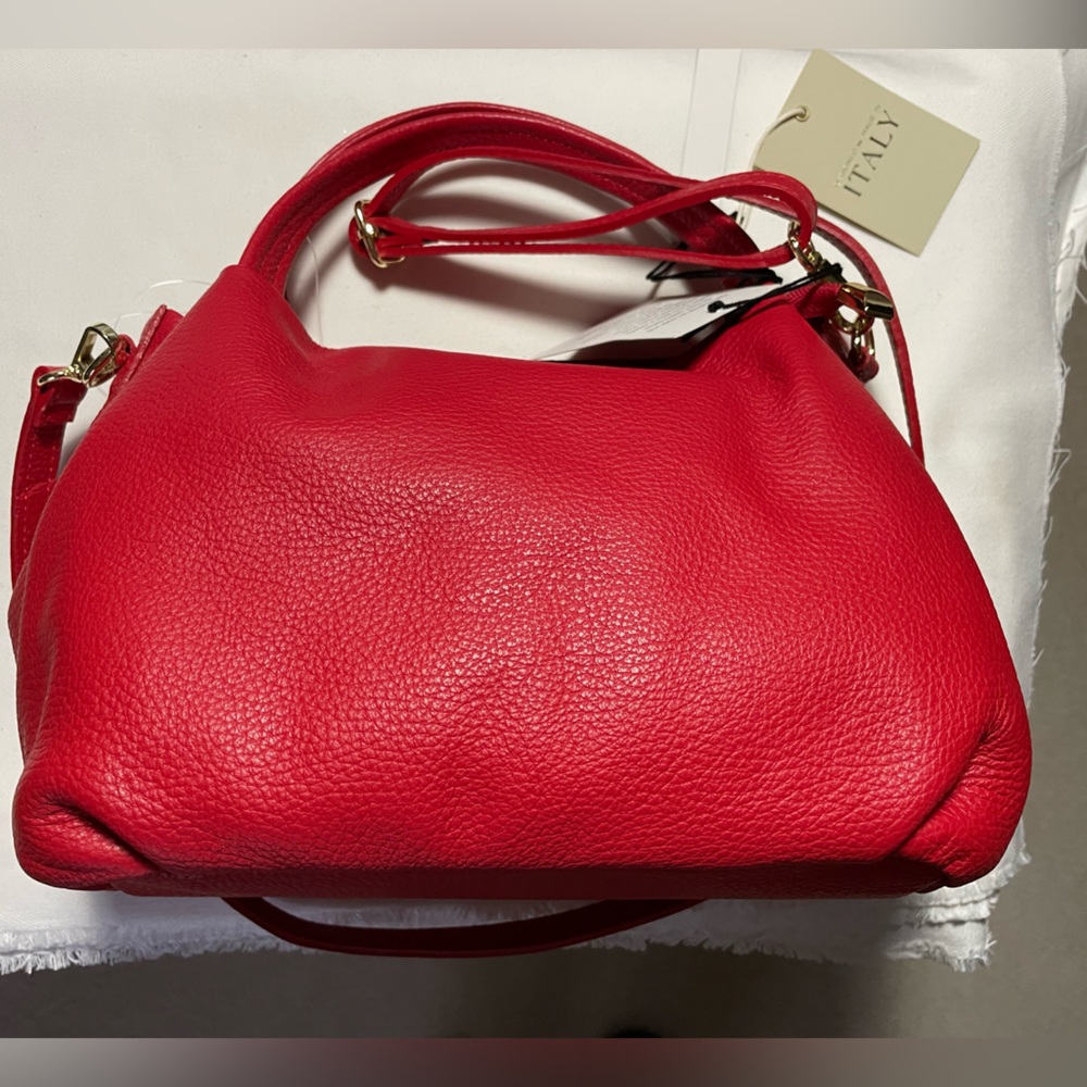 NWT CLAUDIA FIRENZE HANDBAG RED LEATHER - Picture 2 of 8